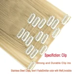 6 In 1 60cm Card Hair Extension Piece 16 Card Long Straight Hair Wig Piece - Image 6