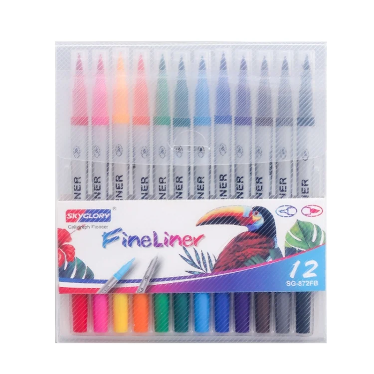 Skyglory Children Drawing Double-Headed Hook Line Pen Art Soft-Headed Watercolor Pen,Specification