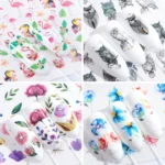 5 PCS Flamingo Nail Stickers Water Decals Cute Animals Rabbit Owl Wraps Flora Watermark Adhesive Decoration Manicure - Image 3