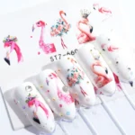 5 PCS Flamingo Nail Stickers Water Decals Cute Animals Rabbit Owl Wraps Flora Watermark Adhesive Decoration Manicure - Image 4