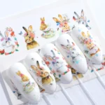 5 PCS Flamingo Nail Stickers Water Decals Cute Animals Rabbit Owl Wraps Flora Watermark Adhesive Decoration Manicure - Image 6