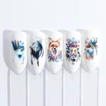 5 PCS Flamingo Nail Stickers Water Decals Cute Animals Rabbit Owl Wraps Flora Watermark Adhesive Decoration Manicure - Image 7