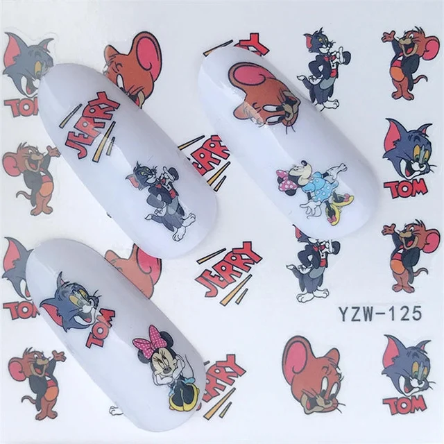 10 PCS Summer Colorful Nail Sticker Water Transfer Nail Decorations