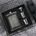 Portable Stainless Steel Hip Flask Set With Wine Glass Funnel, Style: