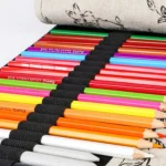 12 Holes Black Peony Printer Canvas Pen Curtain Large Capacity Roller Pen Bag Sketch Color Pencil Stationery Box - Image 5