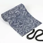 12 Holes Small Waves Printed Canvas Pen Curtain Large Capacity Roller Pen Bag Sketch Color Pencil Stationery Box - Image 3