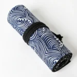 12 Holes Small Waves Printed Canvas Pen Curtain Large Capacity Roller Pen Bag Sketch Color Pencil Stationery Box - Image 4