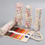 Tower Canvas Handmade Pen Curtain Roll Pen Bag Sketch Color Pencil Bag - Image 4