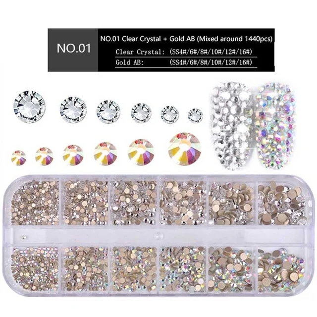Nail Flat-back AB Crystal Strass 3D Charm Gems DIY Manicure Nail Art Decorations