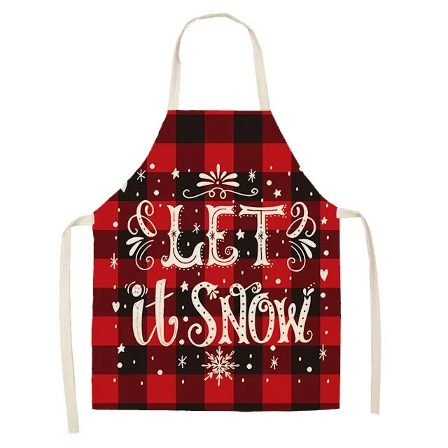 TBD0593881101A.webp Christmas Plaid Series Cotton And Linen Apron Household Cleaning Overalls - Image 1