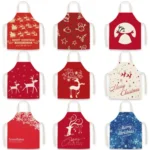 Christmas Linen Printed Apron Christmas Gift Adult Children Parent-Child Overalls - Image 2