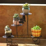 Mini Wrought Iron Multi-function Flower Pot Flower Stand for Office Desktop Sill Balcony