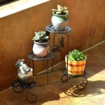 Mini Wrought Iron Multi-function Flower Pot Flower Stand for Office Desktop Sill Balcony - Image 3