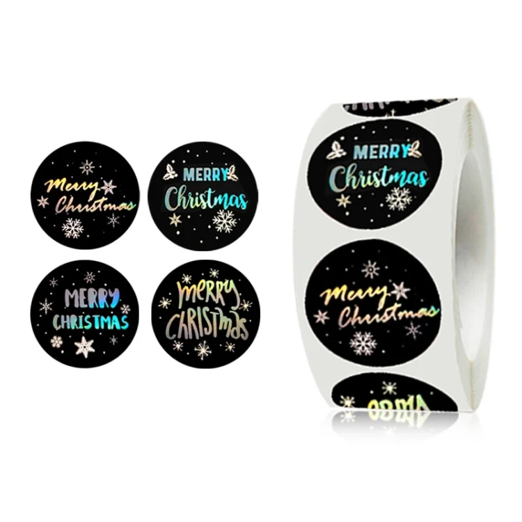 TBD0594155901B.webp F06 Black Hot Stamping Christmas Gift Decoration Sticker Label - Image 1