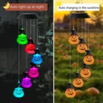 6 LED Solar Wind Chime Lamp Halloween Garden Decoration Pumpkin Lamp Holiday Gift - Image 5