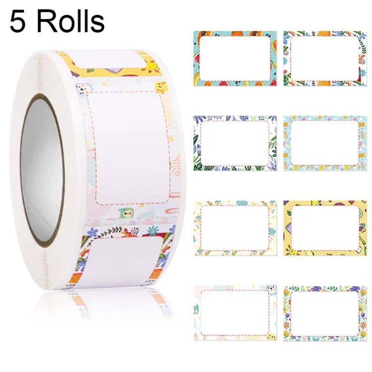 5 Rolls Cute Cartoon Children Self-Adhesive Handwritten Class Name Label Sticker
