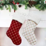 GM89719 Checkered Sequin Christmas Socks Holiday Gift Candy Bag - Image 2