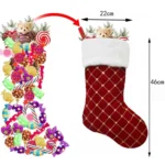 GM89719 Checkered Sequin Christmas Socks Holiday Gift Candy Bag - Image 3