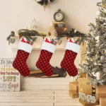 GM89719 Checkered Sequin Christmas Socks Holiday Gift Candy Bag - Image 5