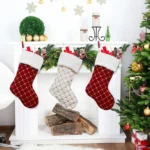 GM89719 Checkered Sequin Christmas Socks Holiday Gift Candy Bag - Image 6