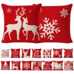 Christmas Linen Red Hug Pillowcase Without Pillow Core - Image 2