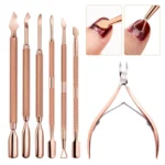 Stainless Steel Rose Gold Double-Headed Steel Push Dead Skin Scissors Nail Set,Style: D501 - Image 2