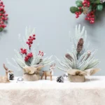 SYAF19 33cm Christmas Decorations Snow PE Mini Christmas Tree Plant - Image 2