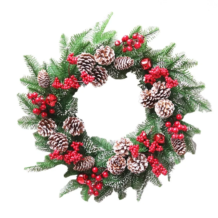 TBD0595700802.webp SYWA39 Christmas Decoration Wreath PE White Pine Fruit Christmas Wreath - Image 1