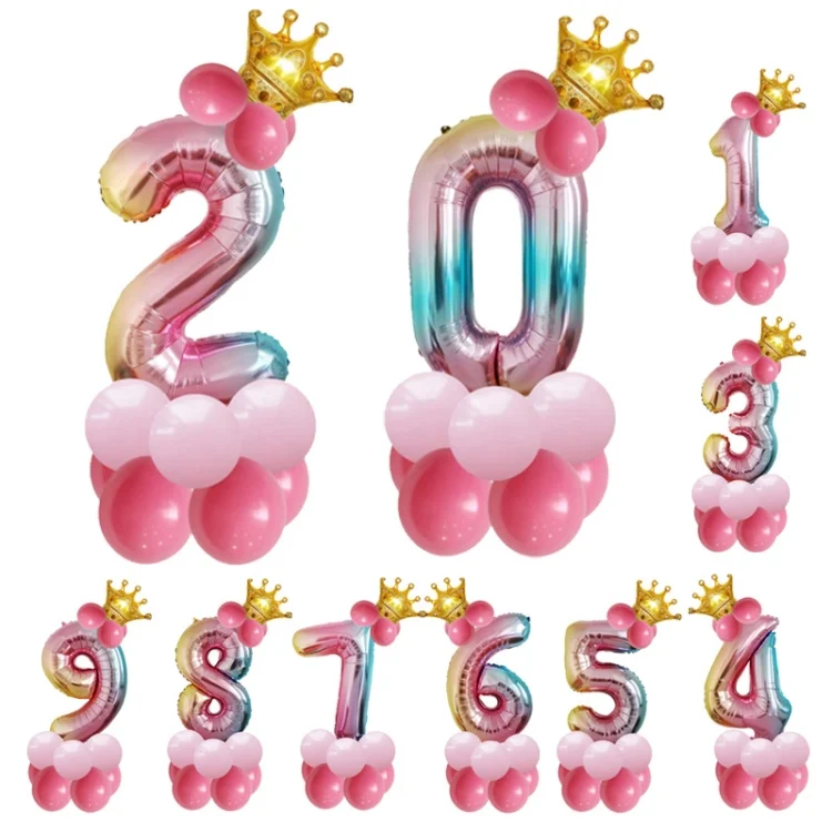 TBD0595701701_B1.webp T2001 Birthday Gradient Digital Crown Aluminum Film Balloon Set - Image 2