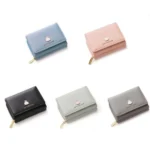 BATSIOE Square Ladies Wallet Tri-Fold Multi-Function Card Holder Zipper Cartoon Coin Purse - Image 2