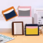 Men And Women Portable Simple Card Holder Coin Purse PU Wallet With Keychain - Image 2