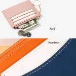 Men And Women Portable Simple Card Holder Coin Purse PU Wallet With Keychain - Image 4