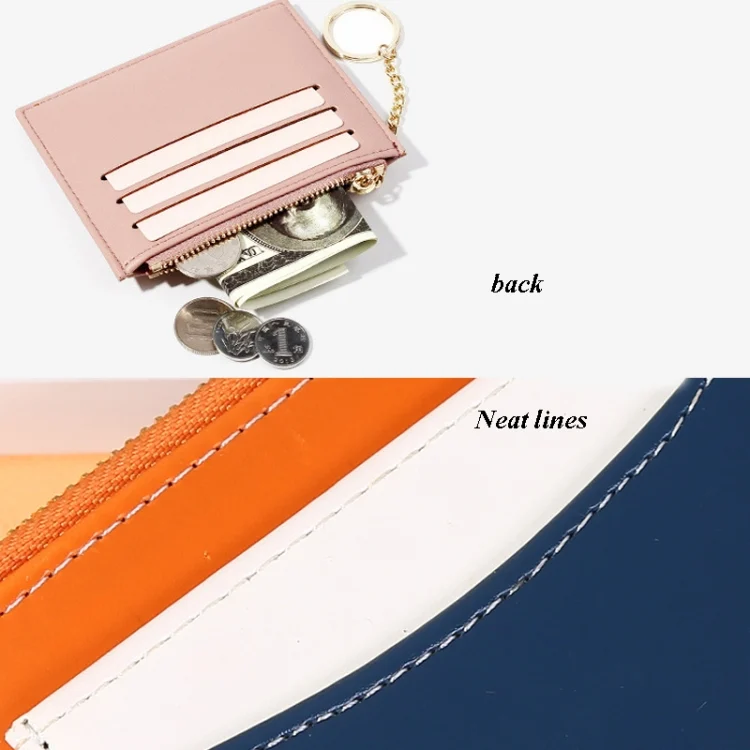 TBD0595710101_B3.webp Men And Women Portable Simple Card Holder Coin Purse PU Wallet With Keychain - Image 4