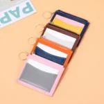 Men And Women Portable Simple Card Holder Coin Purse PU Wallet With Keychain - Image 5