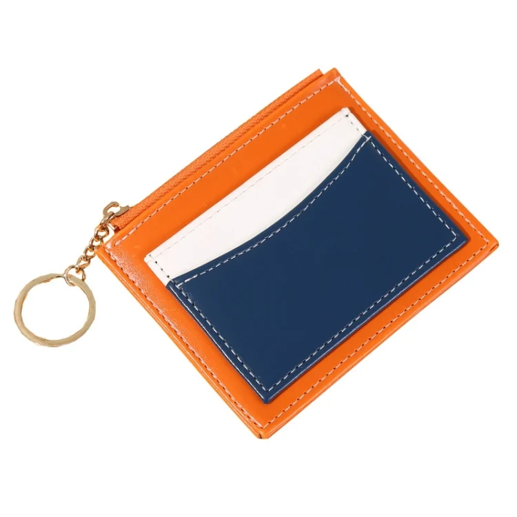 TBD0595710101_B5.webp Men And Women Portable Simple Card Holder Coin Purse PU Wallet With Keychain - Image 6