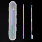 2 in 1 Color Titanium Nail Remover Set Stainless Steel Double-headed Dead Skin Push Set - Image 2