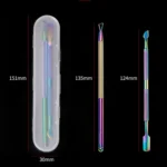2 in 1 Color Titanium Nail Remover Set Stainless Steel Double-headed Dead Skin Push Set - Image 3