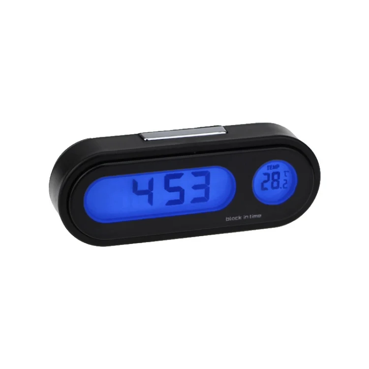 K02 Car Electronic Clock Temperature Meter Night Light LED Temperature Time Meter