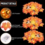 Maple Pumpkin Lantern String Lights Halloween Thanksgiving Garden Party Room Decoration Lights - Image 4
