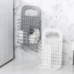 Household Bathroom Wall-Mounted Perforation-Free Folding Dirty Clothes Basket Toy Storage Basket - Image 2