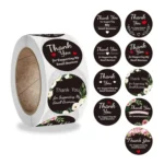 Round Thank You Sticker Floral Decoration Gift Envelope Sealing Sticker