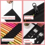 36-Hole Canvas Folding Pen Curtain Sketch Pencil Color Lead Storage Bag - Image 4