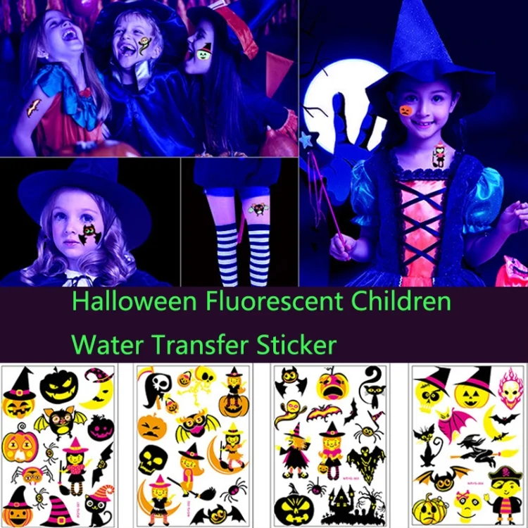 TBD0597784101_B1.webp Halloween Fluorescent Children Water Transfer Sticker Cartoon Animal Tattoo Sticker - Image 2