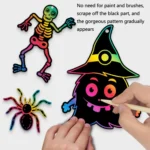 GG-24 Children Colorful Halloween Scratch Painting Set DIY Funny Ornaments Holiday Scratch Painting Paper - Image 5