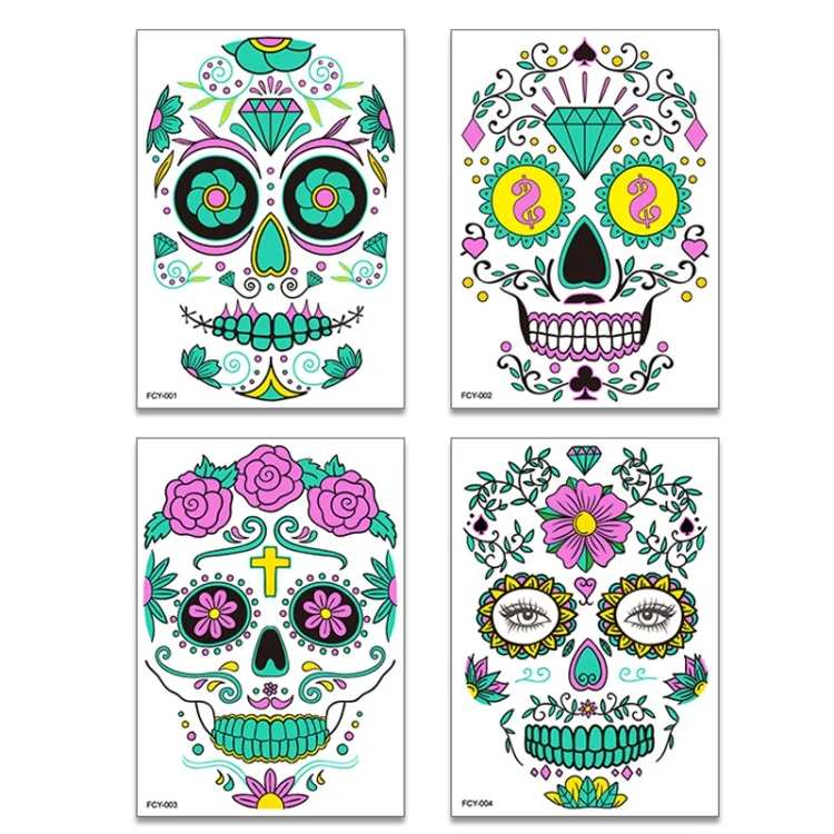 TBD0597785501_B1.webp Halloween Two-Color Luminous Funny Tattoo Stickers Face Sticker - Image 2