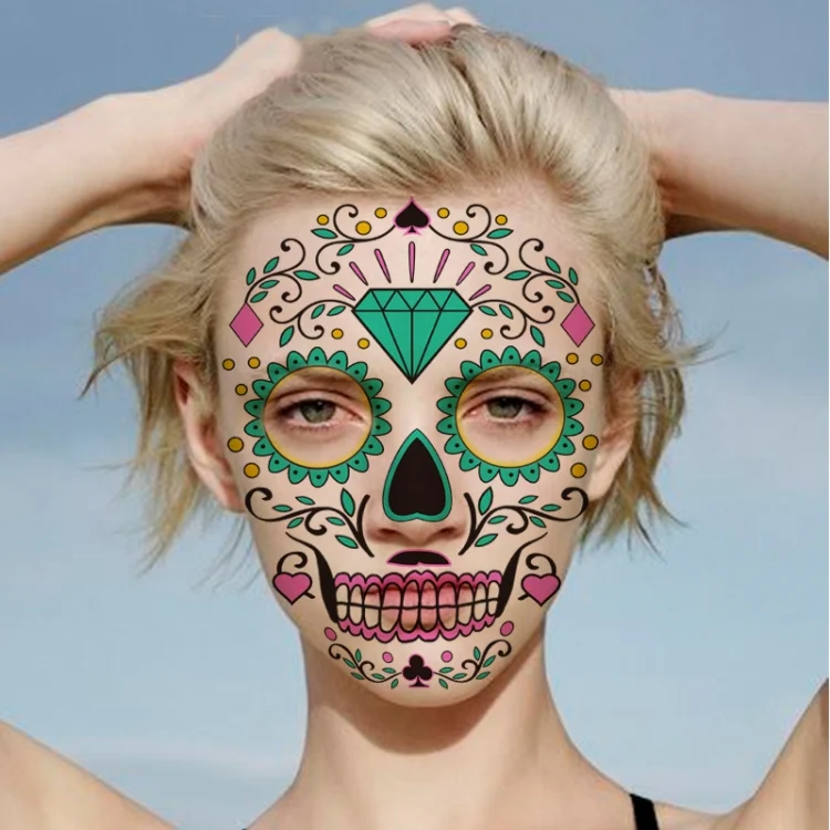 TBD0597785501_B3.webp Halloween Two-Color Luminous Funny Tattoo Stickers Face Sticker - Image 4