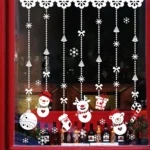 1 Set Christmas Snowman Ornaments Glass Door Window Electrostatic Sticker - Image 4