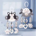Newborn Baby Stroller Pendant Black And White Wind Chime 0-1 Year Old Early Education Toy Baby Comfort Bed Bell - Image 2