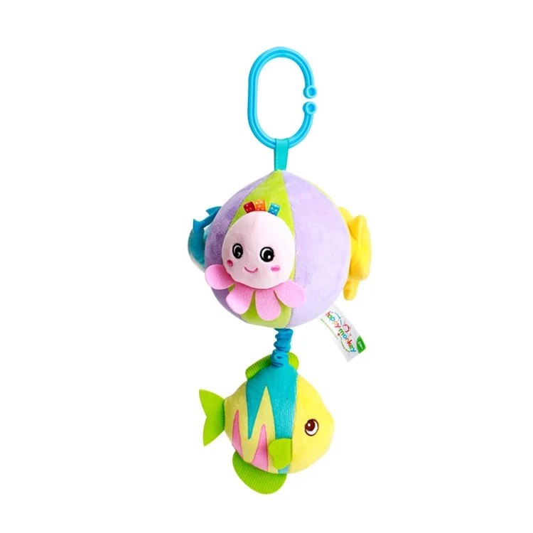 Three-dimensional Animal Baby Music Pull Bell Cloth Ball Bed Hanging Toy Baby Comfort Plush Bed Bell