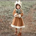PS4509 Christmas Coral Fleece Animal Costume Christmas Elk Skirt - Image 3